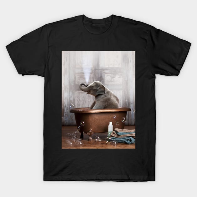 Elephant in a Bathtub T-Shirt by DomoINK